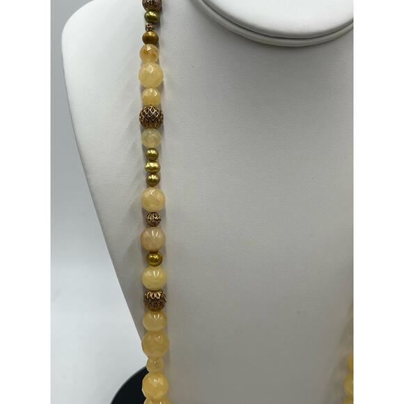 Kendra Scott Vintage Yellow Quartz Stone Graduated Beaded Necklace 925 clasp - Picture 4 of 12